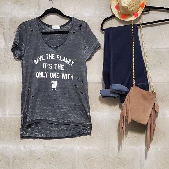 SAVE THE PLANET ITS THE ONLY ONE WITH COFFEE SHIRT - Picture 3 of 3